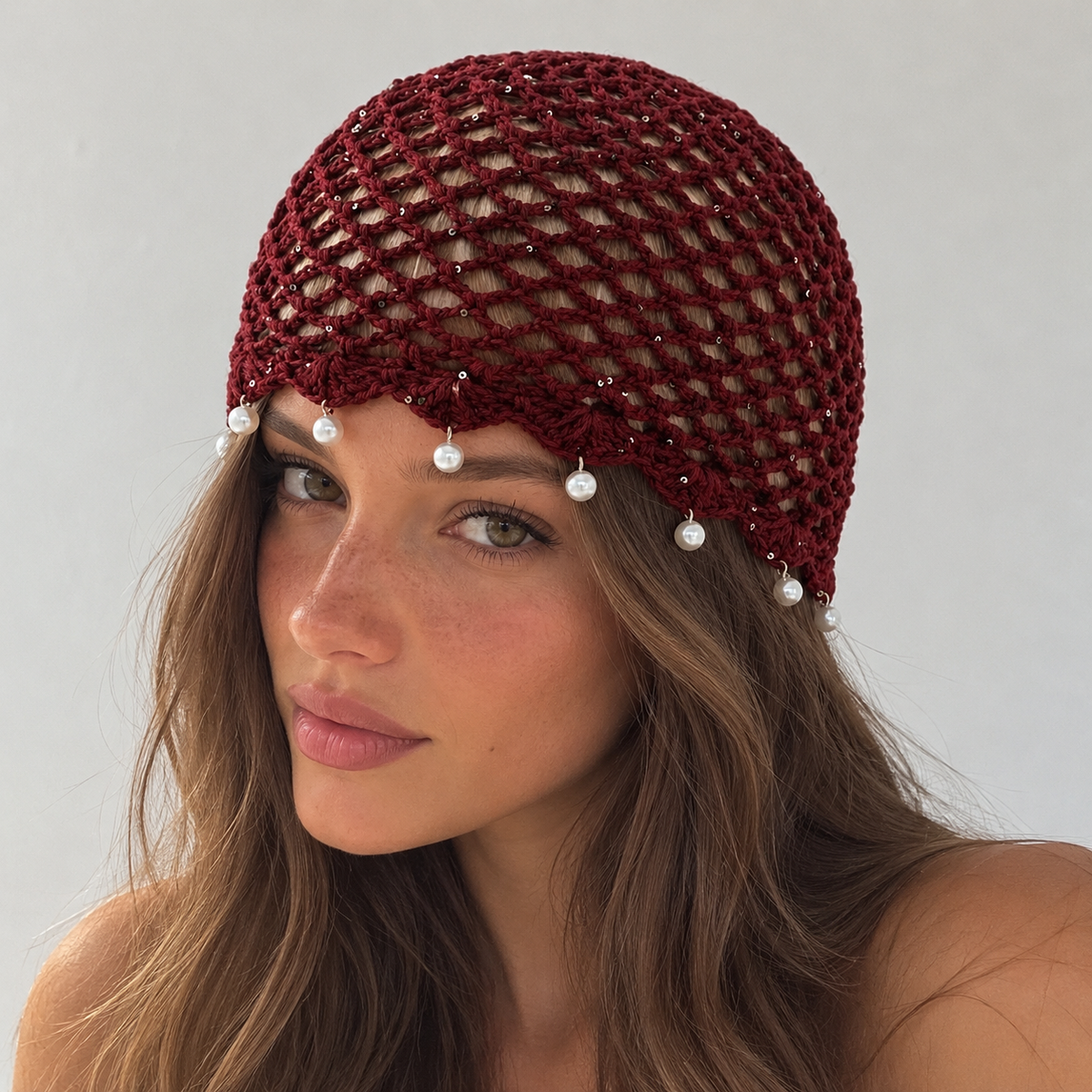 Gorro tejido bordo